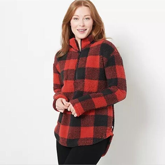 Koolaburra by UGG Buffalo Check Brushed Back Sherpa Pullover - Picture 1 of 12